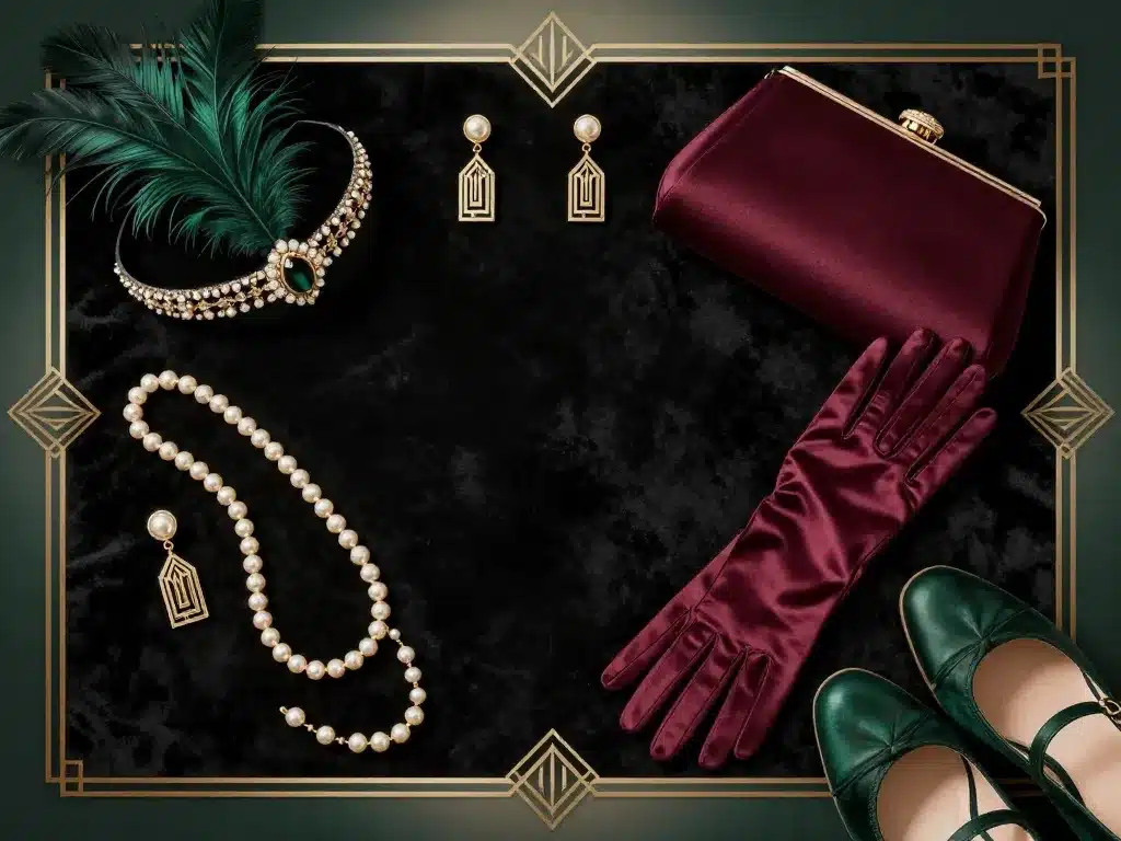 accessoires robe peaky blinders headband sautoir gants