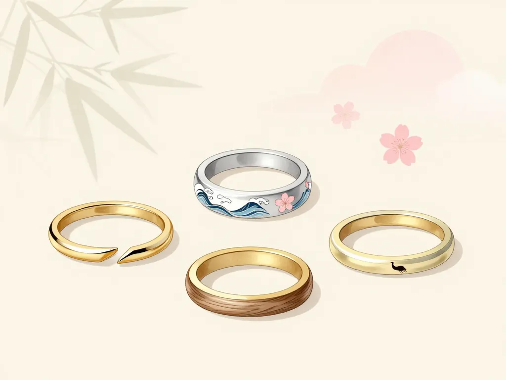 Bague japonaise motifs seigaiha sakura grue