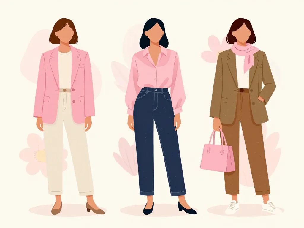 bloom pink en tenue: blazer, chemise, accessoires