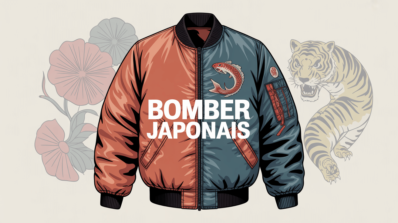 Illustration bomber japonais MA-1 et sukajan