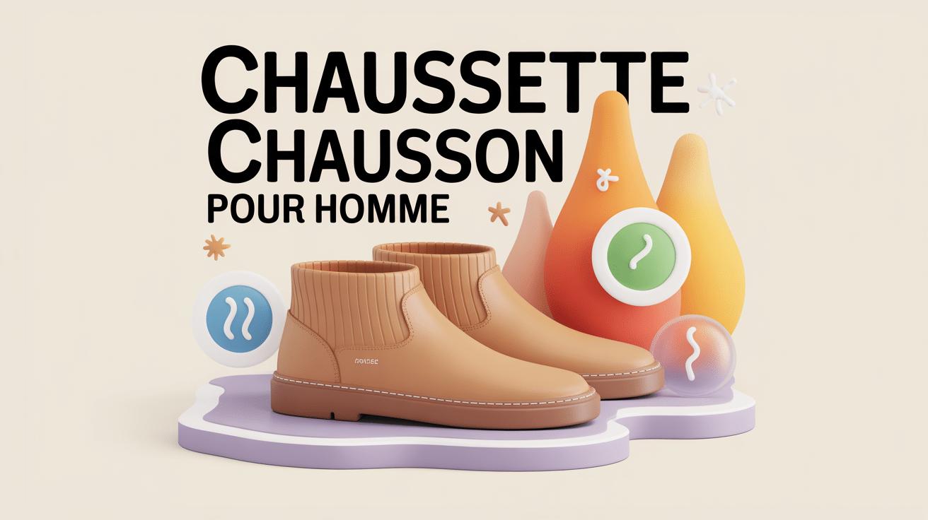 chaussette chausson pour homme avec semelle antidérapante, chaleur et respirabilité