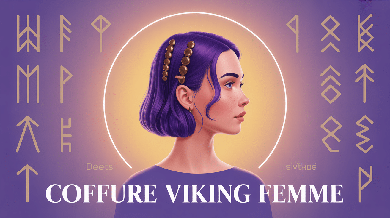 Illustration coiffure viking femme avec tresses et anneaux