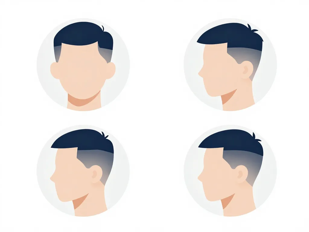 Schéma coupe militaire pour visage rond carré ovale allongé