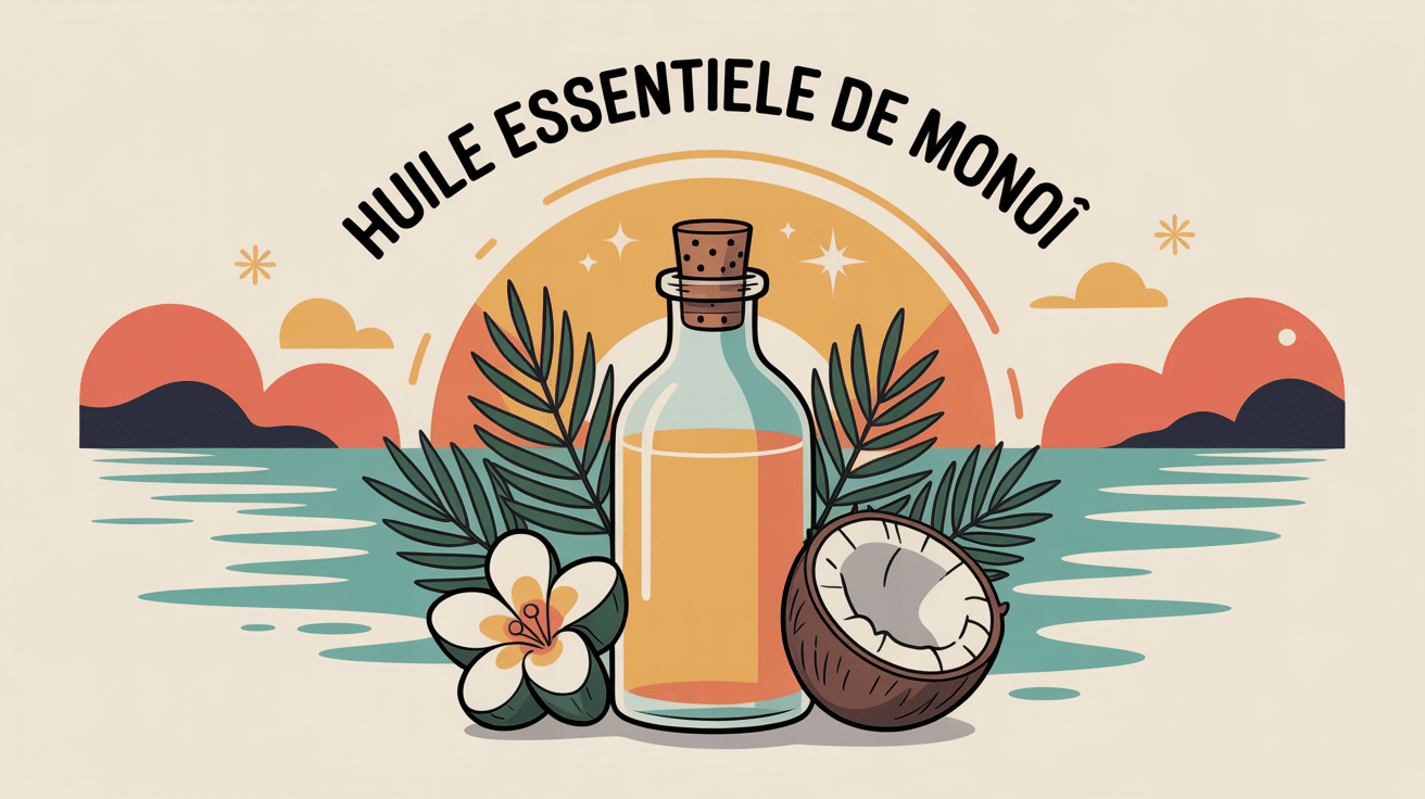 huile essentielle monoi illustrant le monoï végétal, coco et tiaré