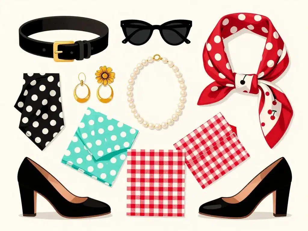 look année 50 rockabilly femme accessoires pois vichy cerises