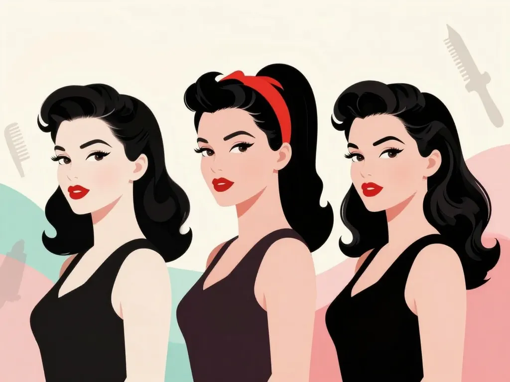 look année 50 rockabilly femme victory rolls bandeau ondes