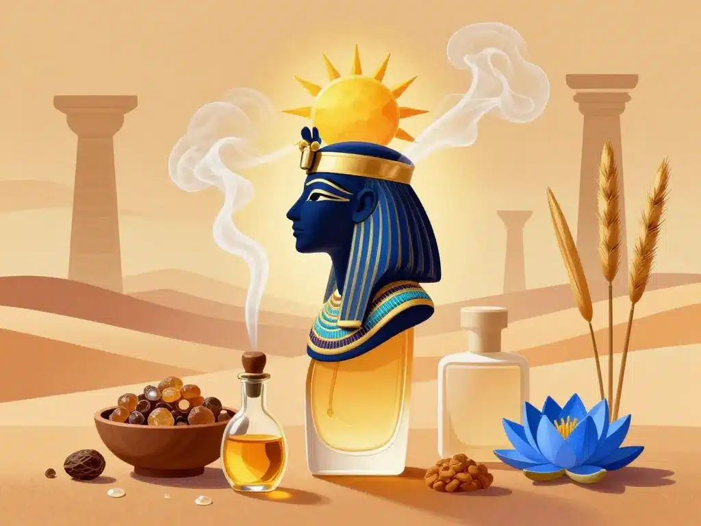 Illustration encens et lotus évoquant le nefertiti perfume