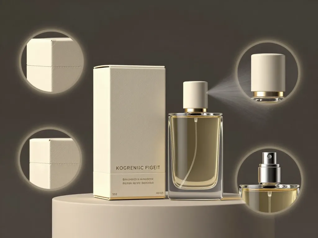 Détails packaging et flacon prouvant un parfum original et code barre parfum original