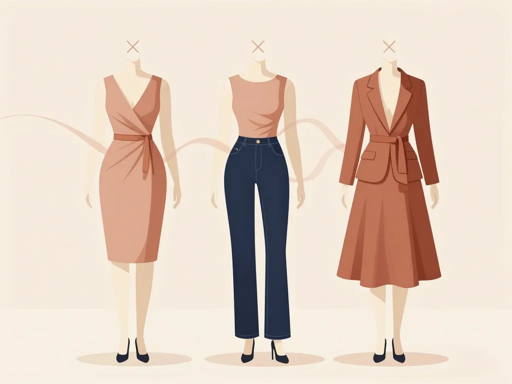 Mannequins vetement en x avec robe portefeuille, jean taille haute, blazer ceinturé