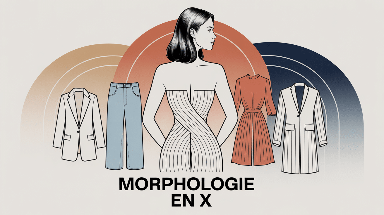 Illustration vetement en x avec silhouette en X et pièces clés