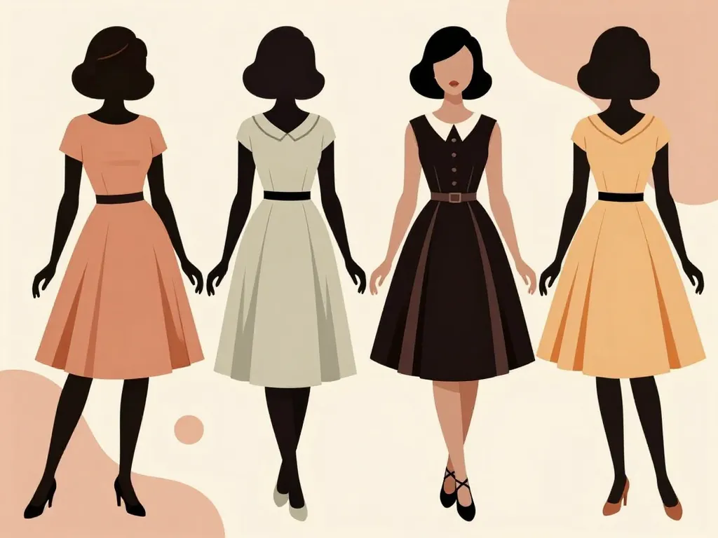 année 60 robe coupes A-line patineuse droite baby doll