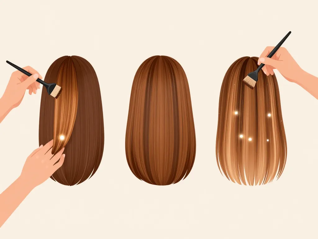 diagramme explication balayage caramel lisse placement mèches