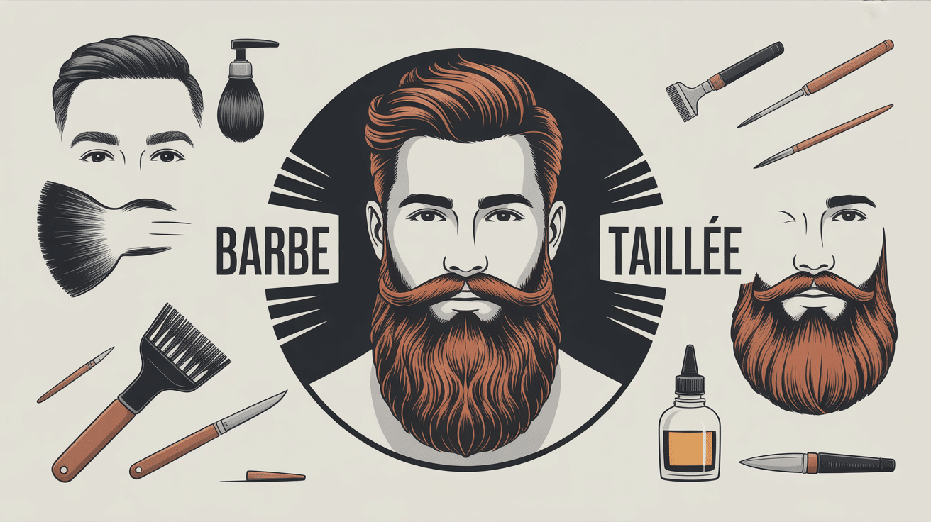 illustration barbe taillée avec styles et outils