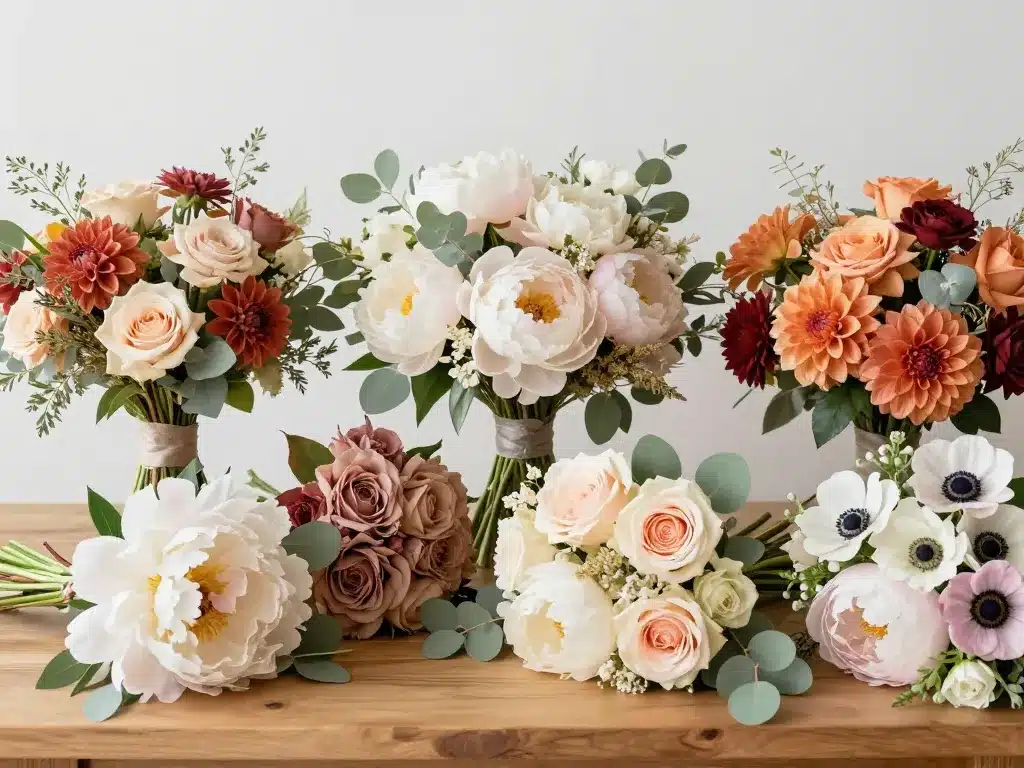 Bouquet mariée avec fleurs de saison