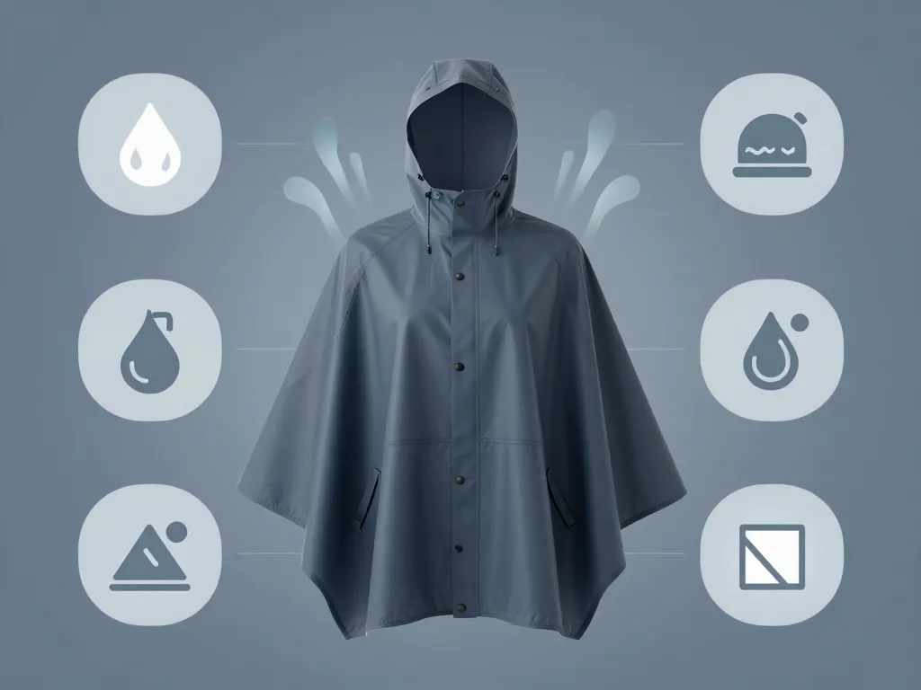 diagramme des caractéristiques techniques d’une cape de pluie