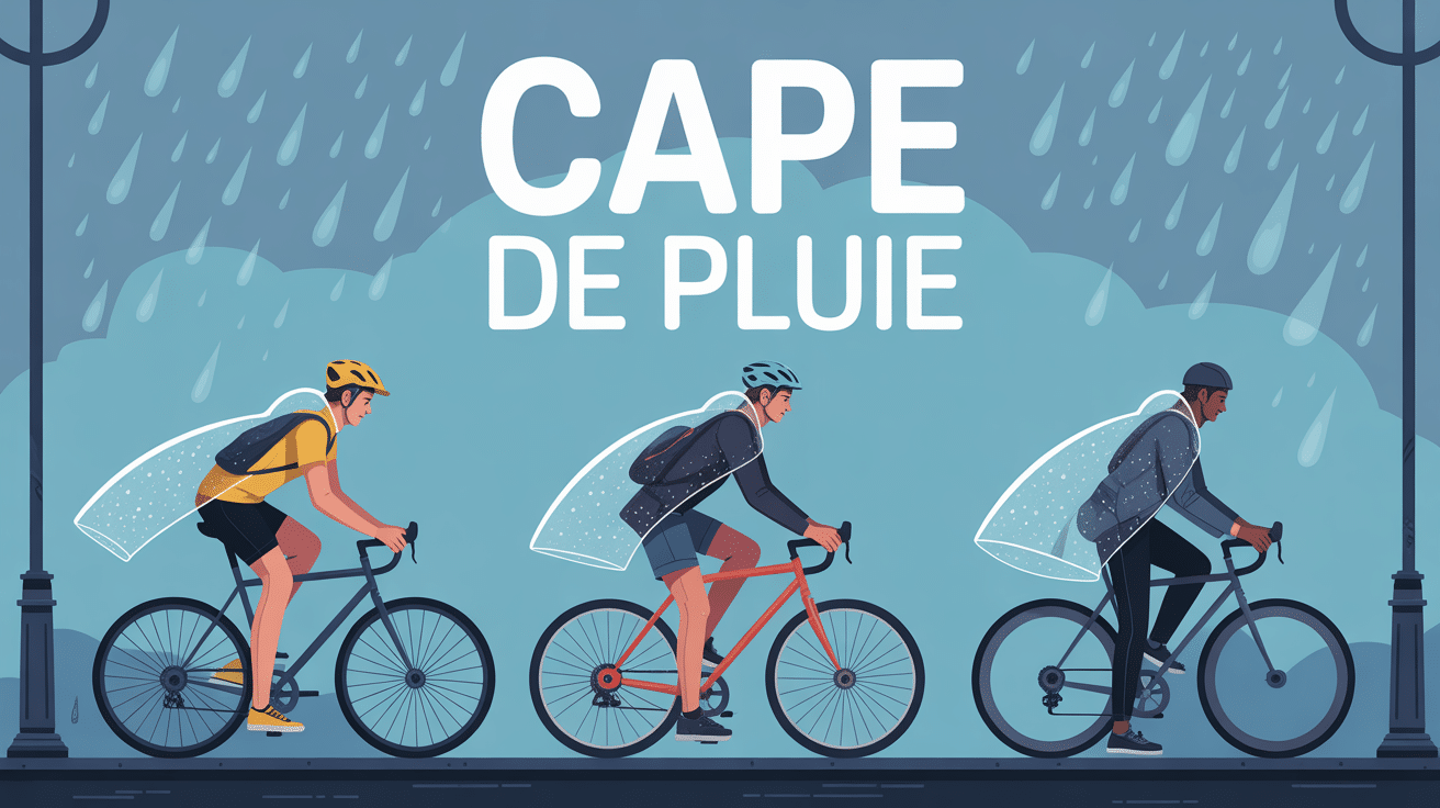 illustration cape de pluie pour vélo randonnée ville