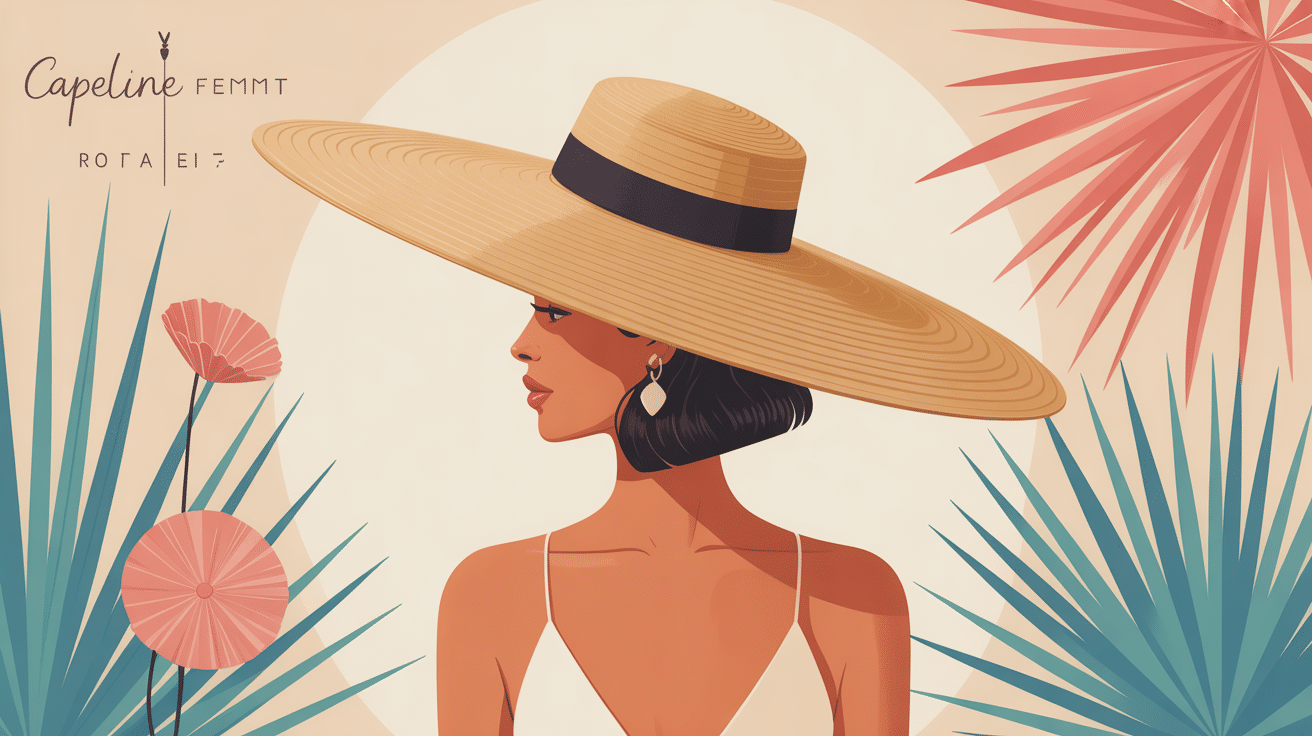 illustration vectorielle capeline femme été stylée