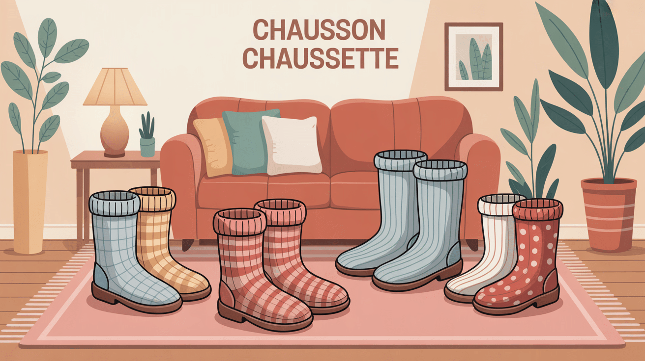 Chausson chaussette sur tapis cocooning maison