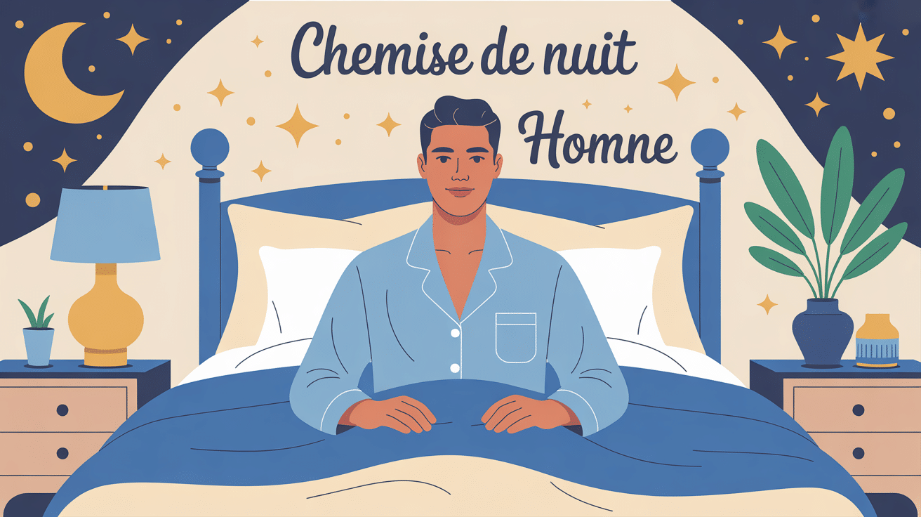 Illustration chemise de nuit homme dans chambre confortable