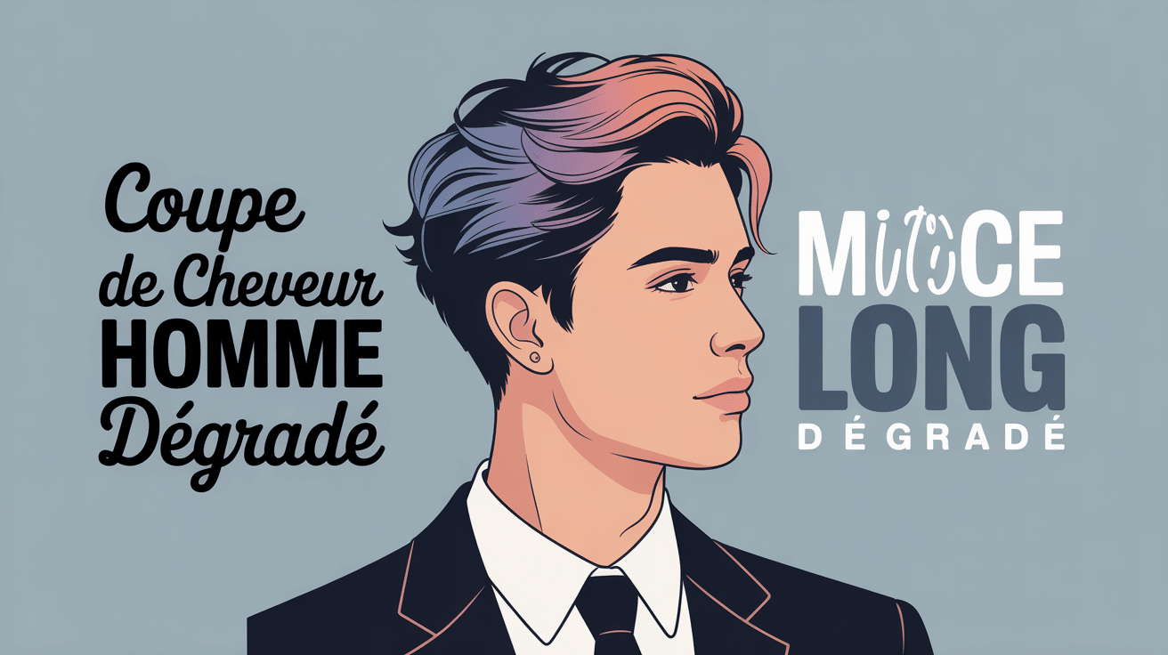illustration coupe de cheveux homme mi long dégradé moderne