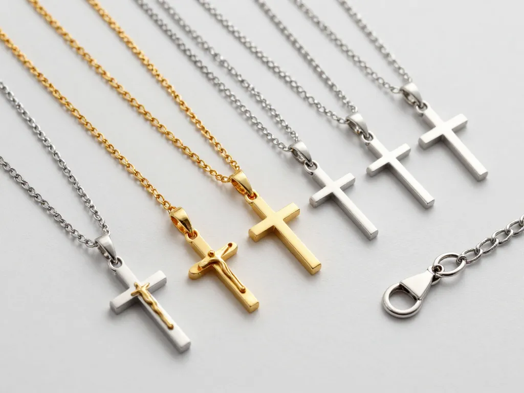 collier croix chrétienne or argent acier chaine