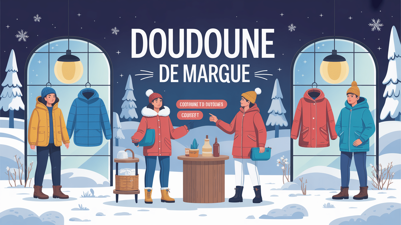 scène hivernale comparant doudoune marque