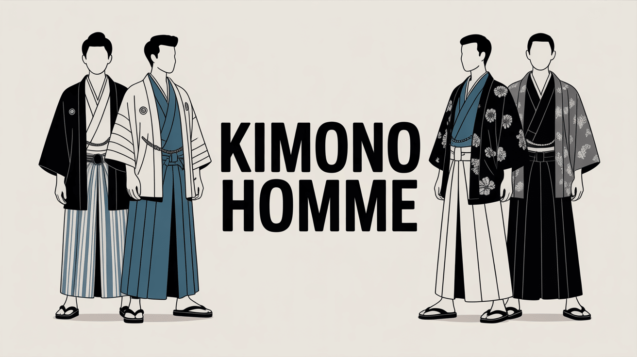 illustration de plusieurs styles de kimono homme