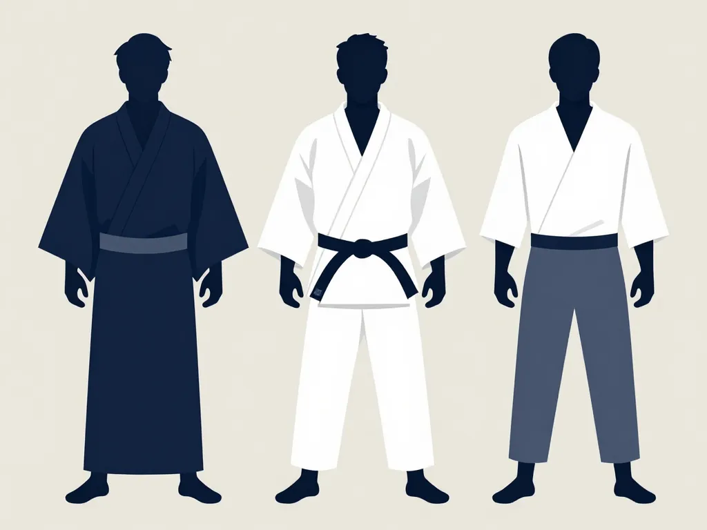 trois silhouettes présentant différents types de kimono homme