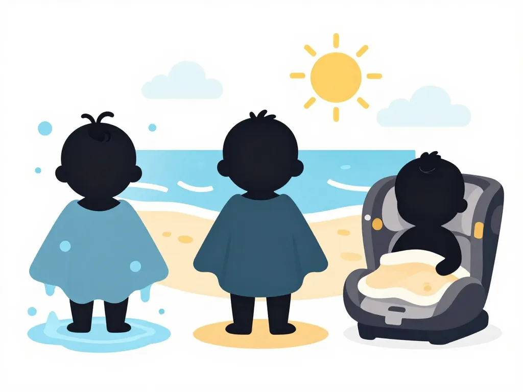 scenes poncho bebe bain plage voiture