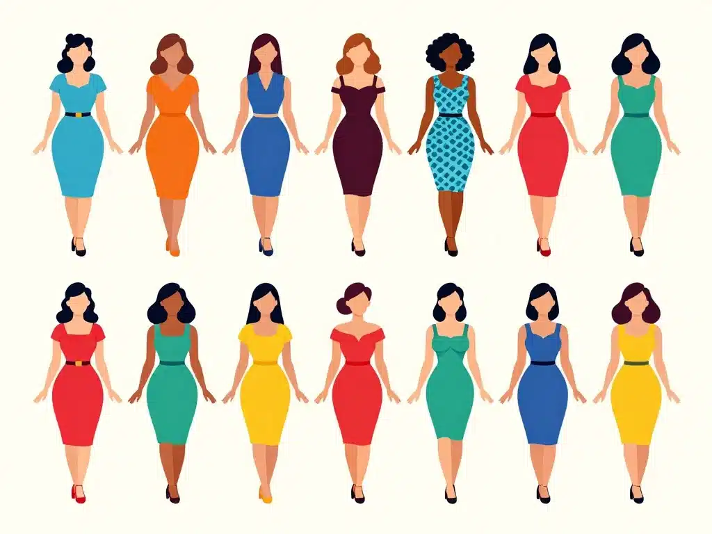 Diagramme robe pin up selon morphologies féminines