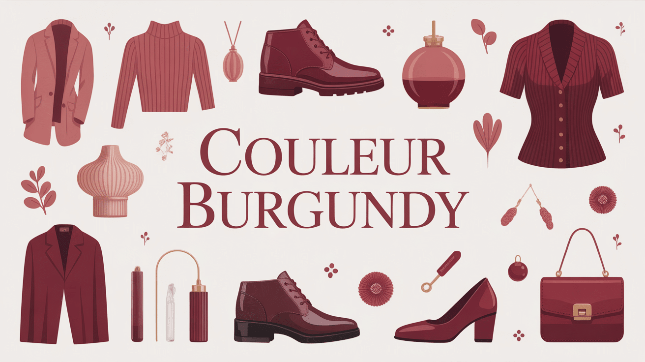 Illustration élégante de la couleur burgundy en mode, déco et accessoires