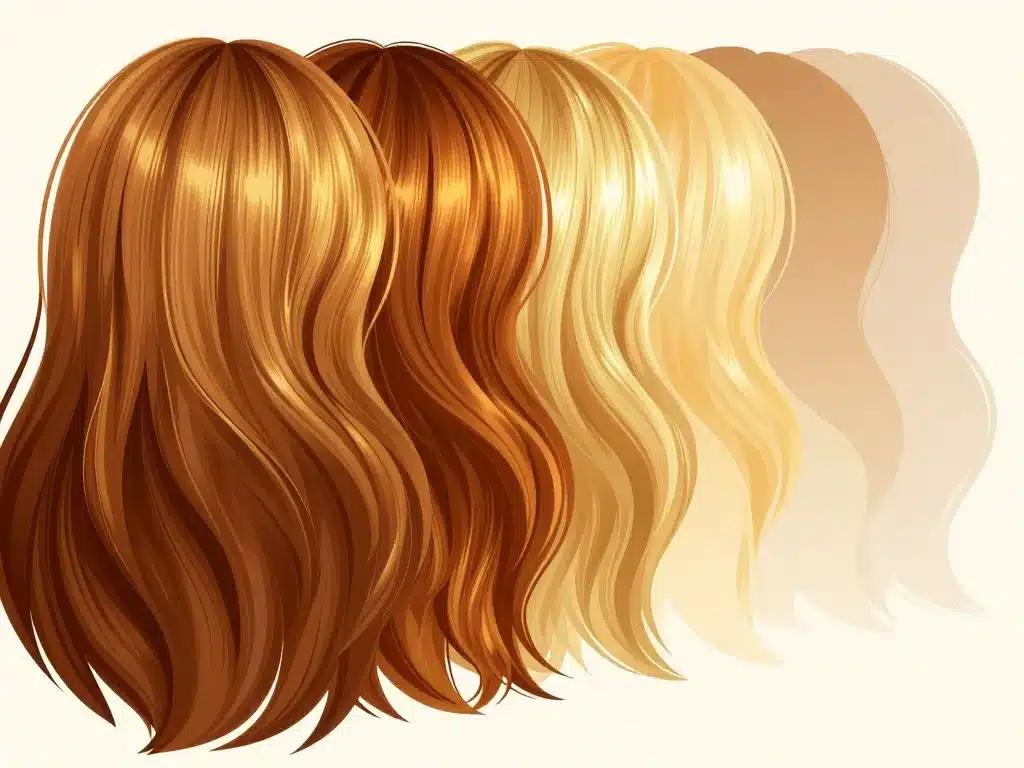 Diagramme des nuances caramel couleur cheveux doré miel cuivré