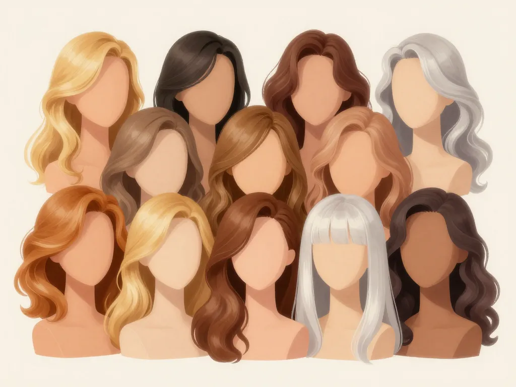 Différentes nuances cheveux caramel sur mannequins
