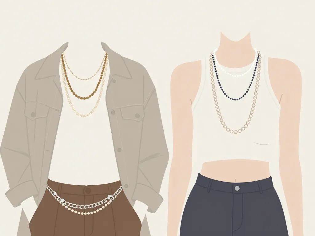 Mode moderne avec collier de perles en superposition