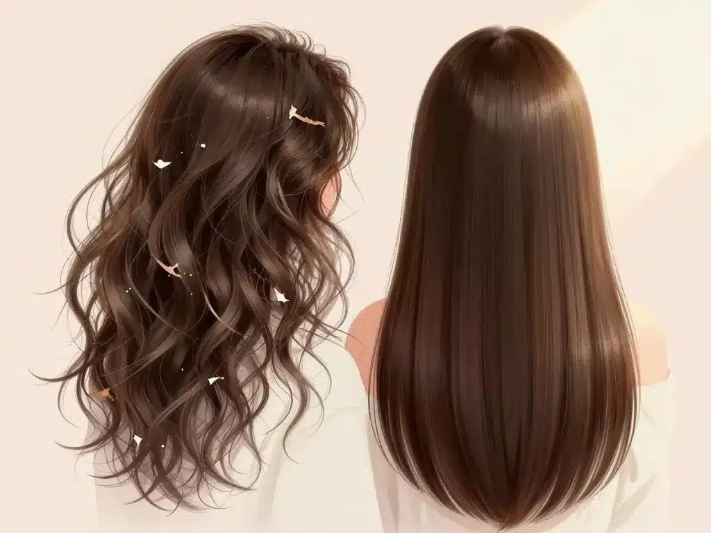 Avant après coupe fourche cheveux longs