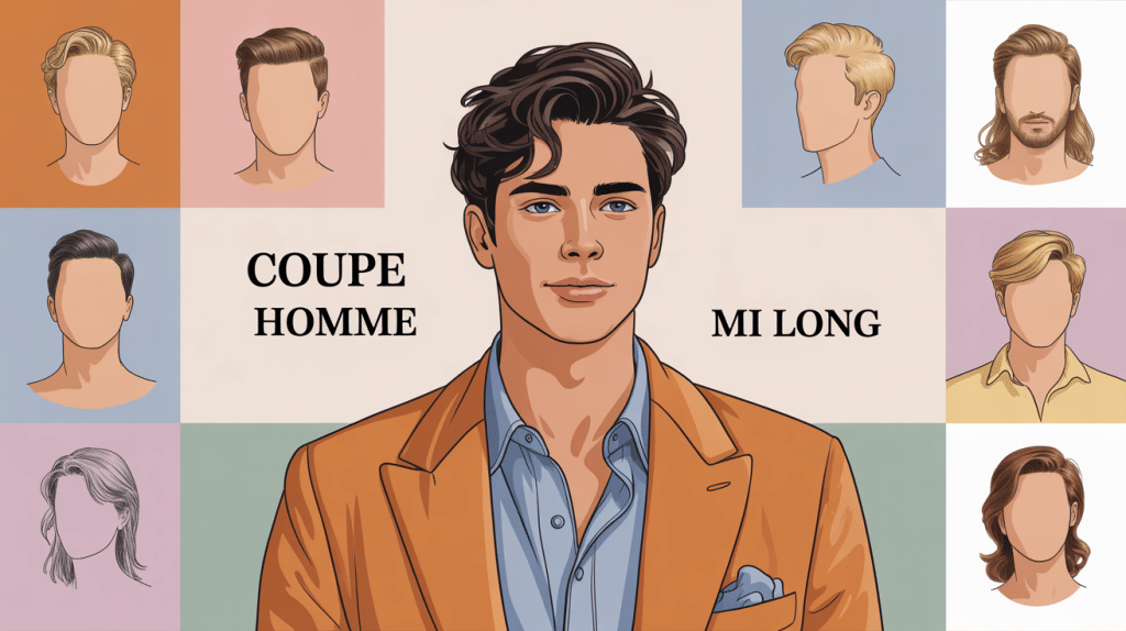 Illustration moderne coupe homme mi long