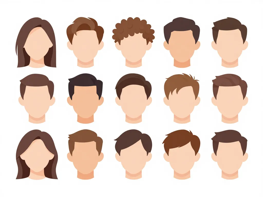 Diagramme coupe homme mi long visage cheveux