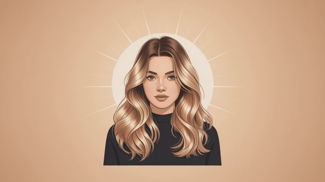 Illustration guide balayage blond sur châtain moderne