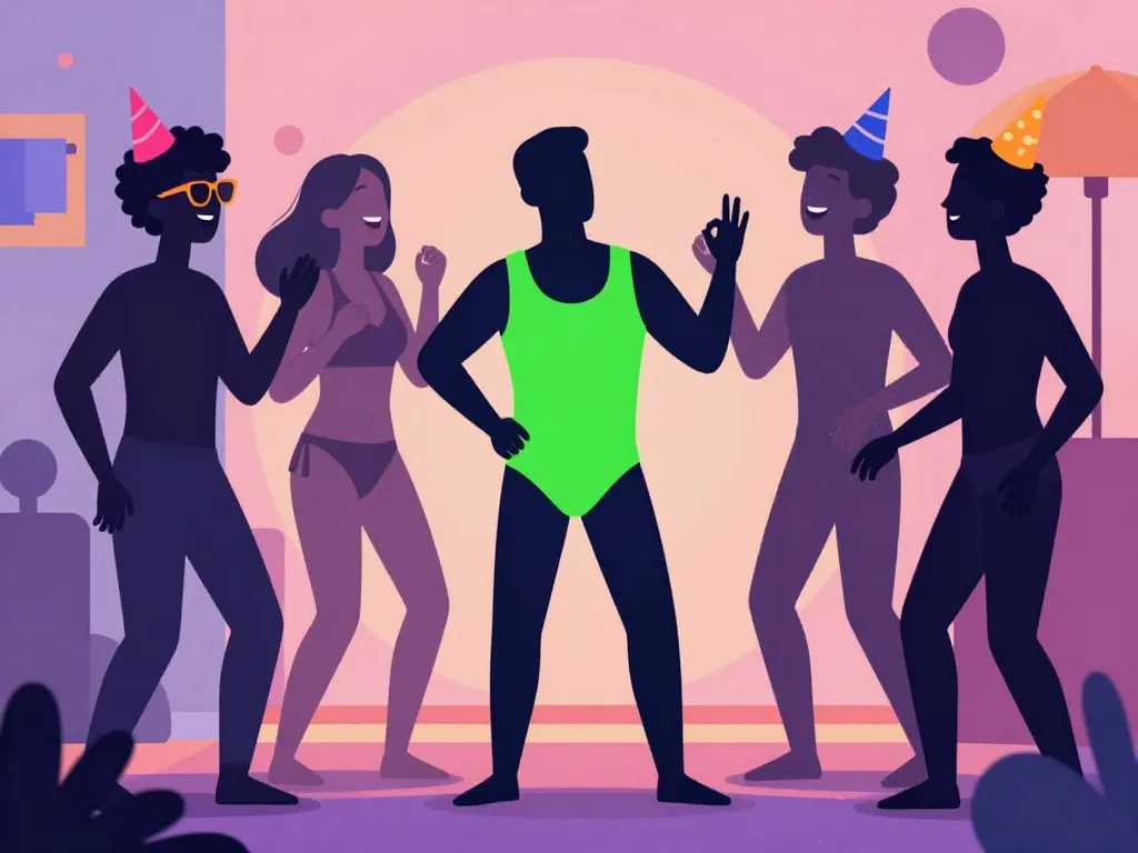 scène festive maillot de bain borat usages