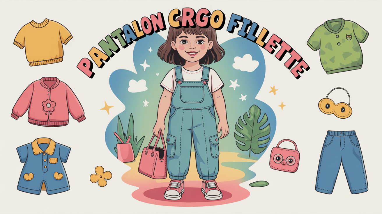 Pantalon cargo fillette graphique entourée de vêtements enfant