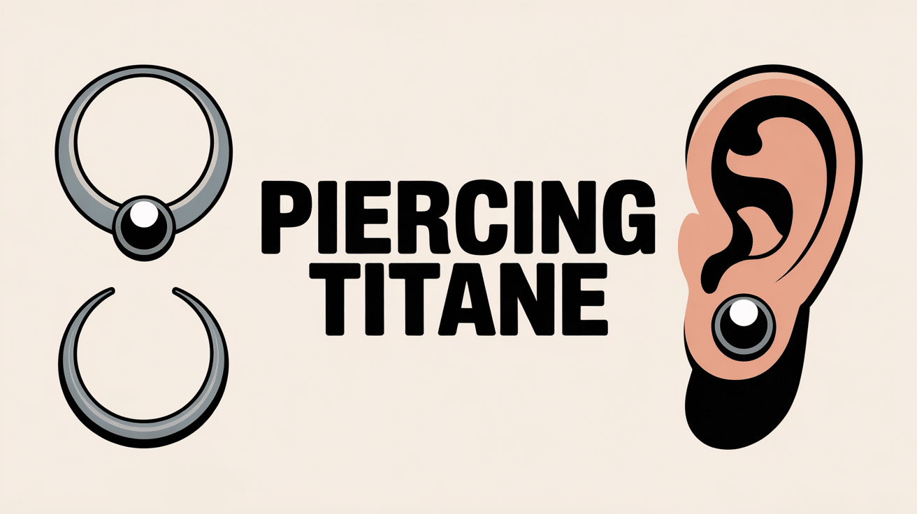 Illustration oreille et nombril avec bijoux piercing titane