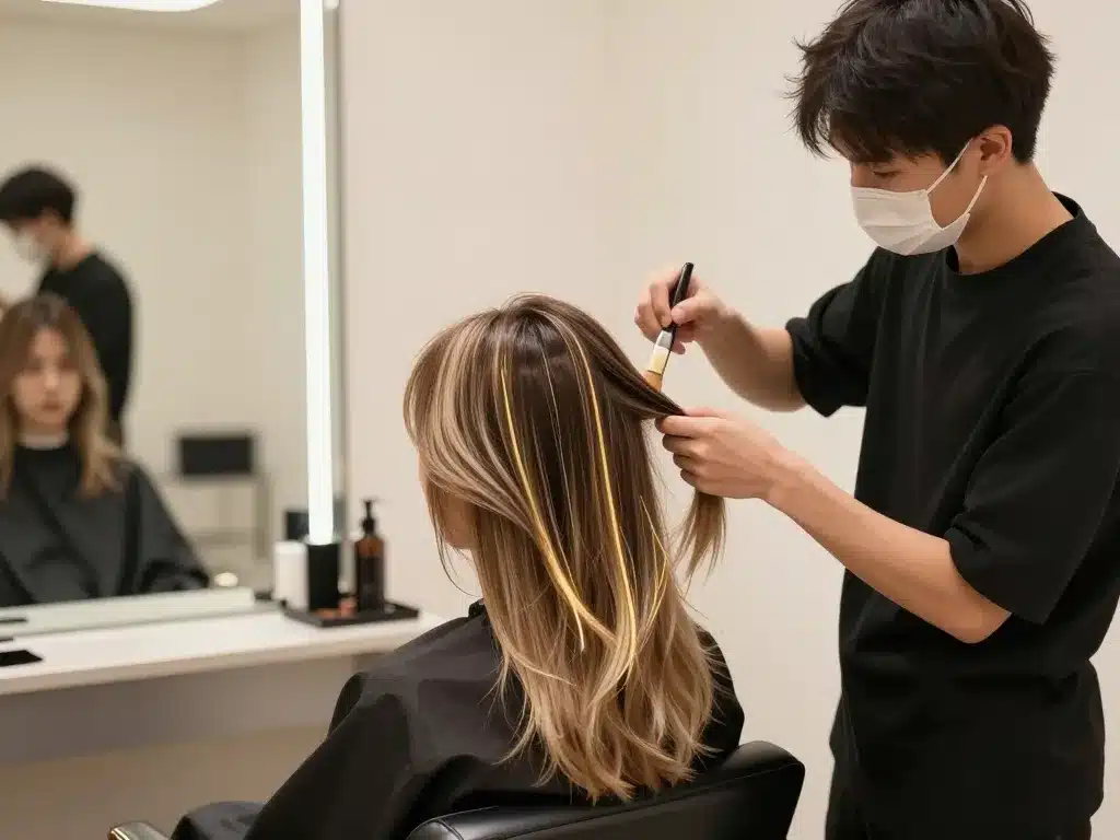 Procédé balayage californien technique salon coiffeur
