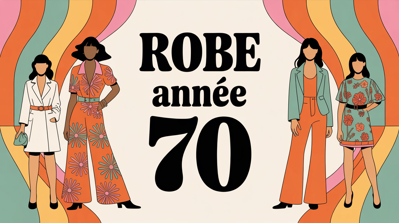 illustration vectorielle robe année 70 silhouettes féminines styles iconiques