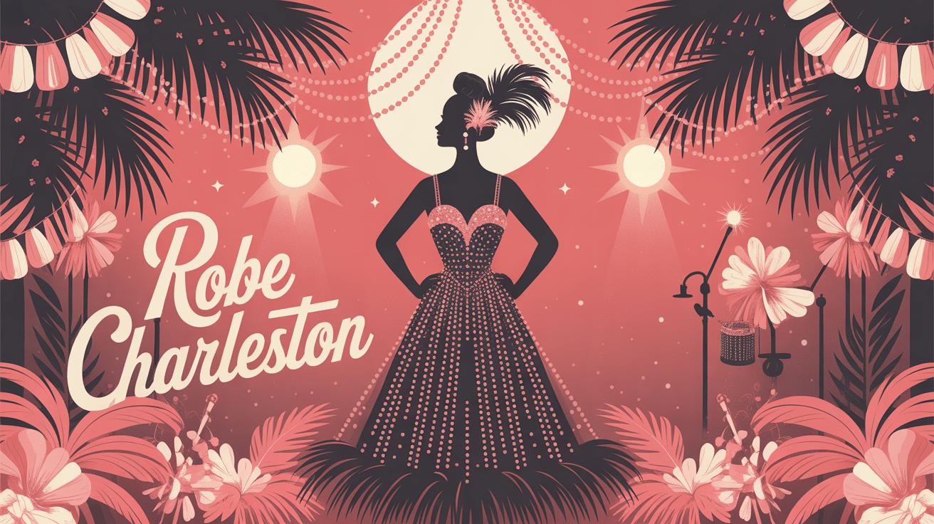 illustration robe charleston accessoires ambiance rétro