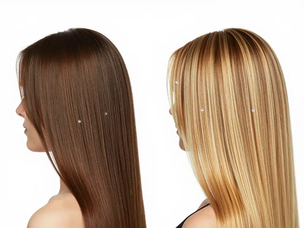 Schéma balayage blond sur châtain effet naturel