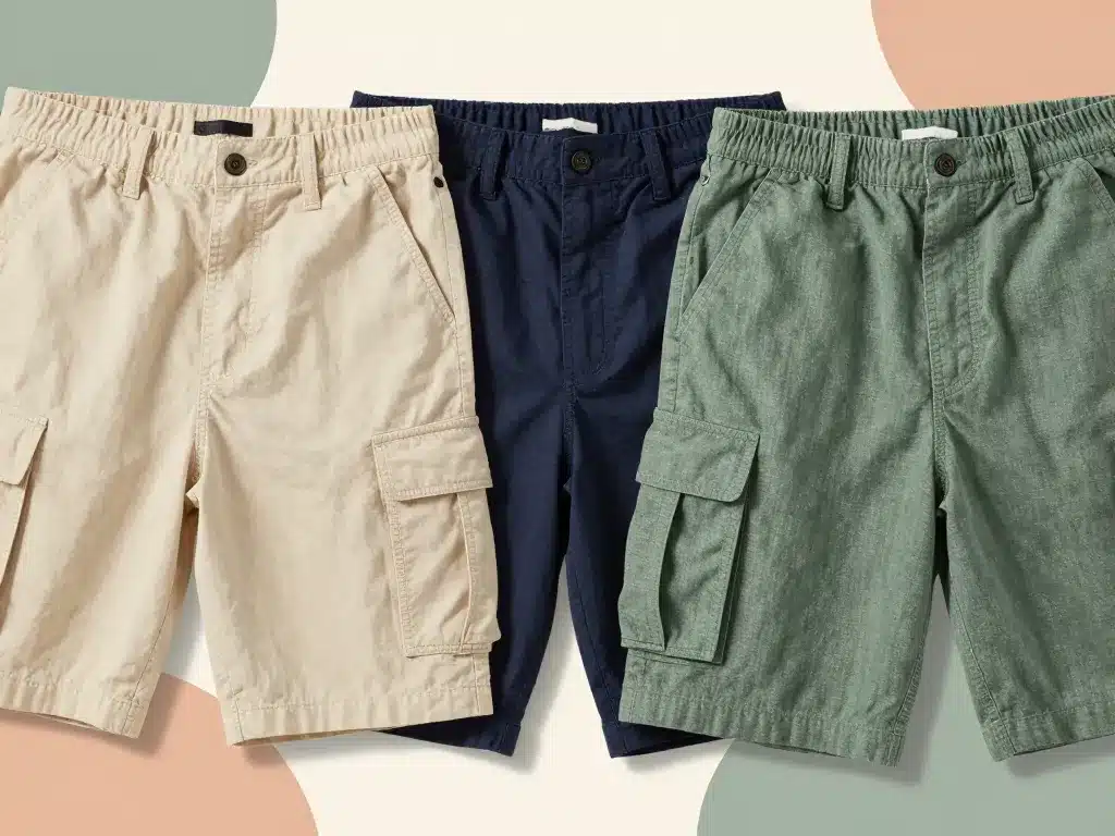 Différents tissus et couleurs de short cargo homme