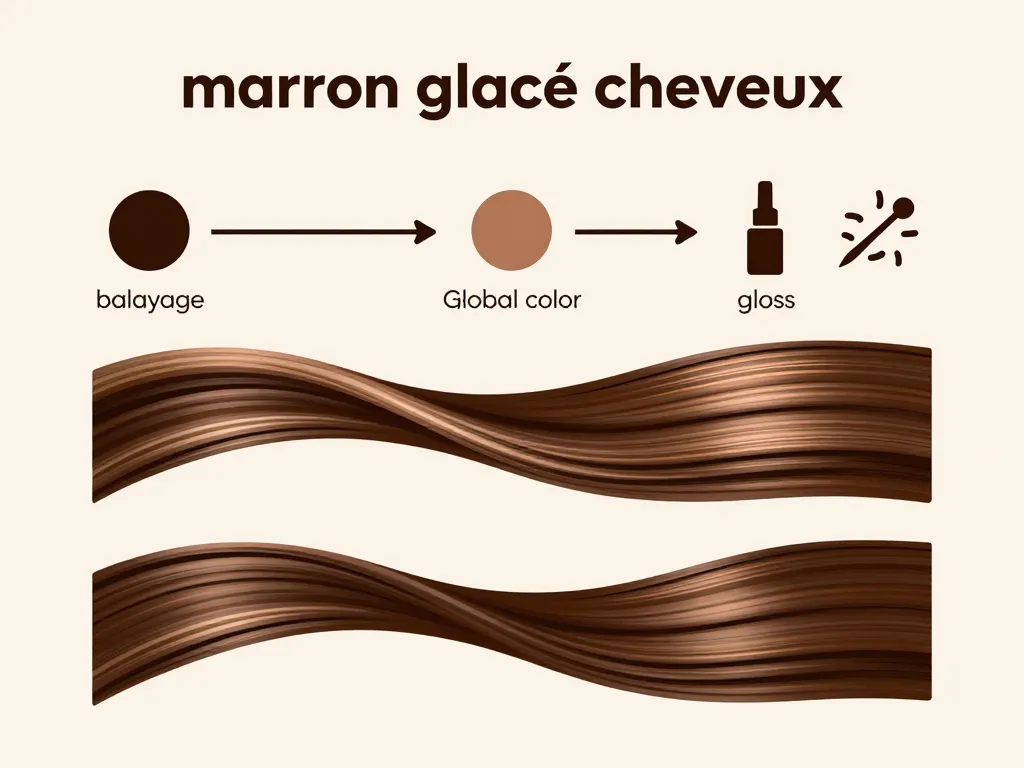 techniques marron glacé cheveux balayage coloration gloss