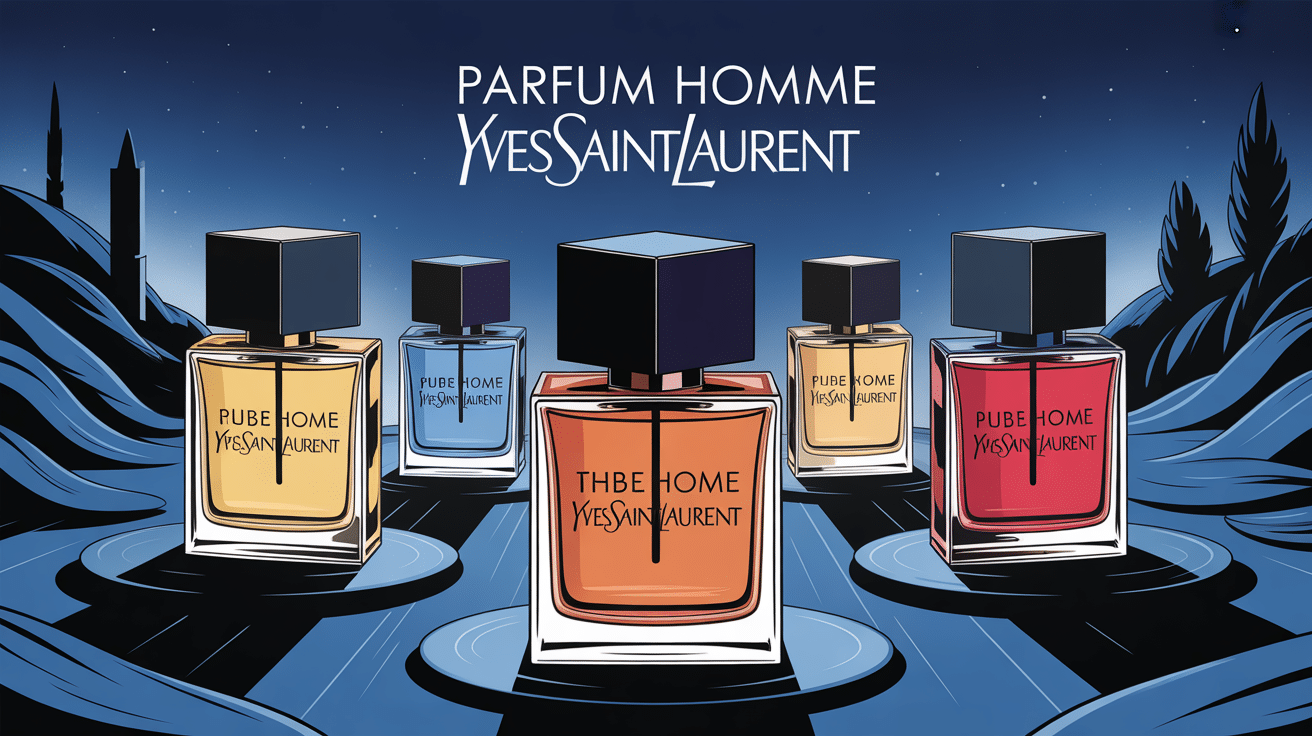 univers yves saint laurent parfum homme illustration élégante