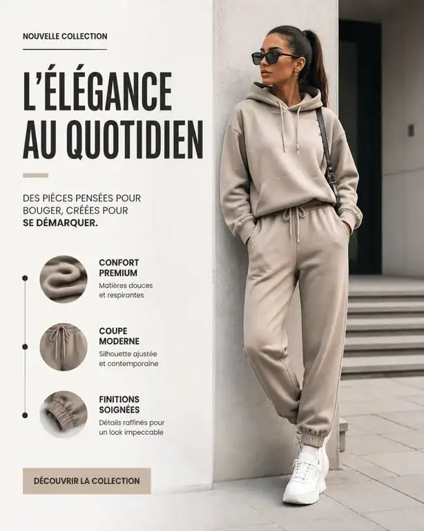 Femme portant un survêtement tendance pour un look urbain et élégant