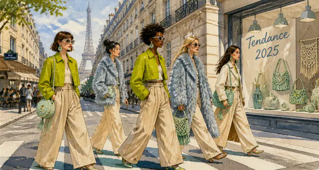 Tendance mode 2025 mannequins vert chartreuse tailoring XXL boléro